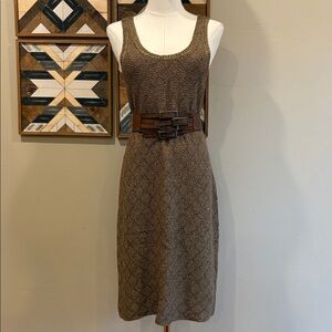 Vintage Ralph Lauren Metallic Linen Cotton Knit Sleeveless Dress Medium NWT